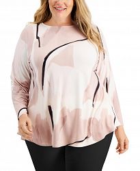Alfani Plus Size Printed Shirttail-Hem Tunic, Created for Macy's