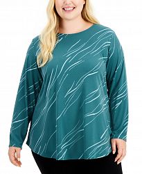 Alfani Plus Size Printed Shirttail-Hem Tunic, Created for Macy's