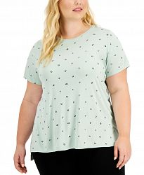 Alfani Plus Size Printed Short-Sleeve Top, Created for Macy's