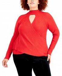 Inc International Concepts Plus Size Keyhole Turtleneck Wrap Sweater, Created for Macy's