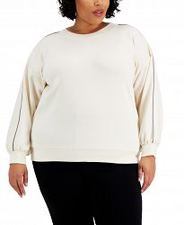 Alfani Plus Size Metallic Trim Scuba Sweatshirt, Created for Macy's