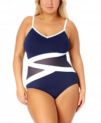 Anne Cole Plus Size Asymmetric One-Piece Swimsuit Women's Swimsuit