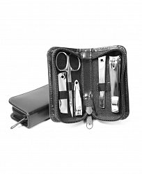 Royce Executive Chrome Plated Mini Manicure Kit in Leather