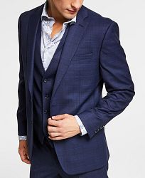 Bar Iii Men's Slim-Fit Blue Plaid Suit Jacket, Created for Macy's