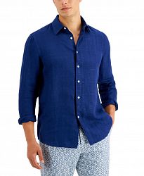 Tasso Elba Men's Regular-Fit Glen Plaid Linen Shirt, Created for Macy's