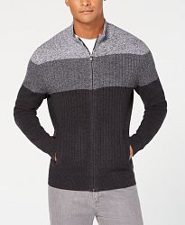 Alfani Men's Ombre Colorblocked Ribbed-Knit Full-Zip Sweater, Created for Macy's