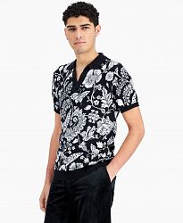 Inc International Concepts Men's Regular-Fit Floral Sweater-Knit Polo Shirt, Created for Macy's