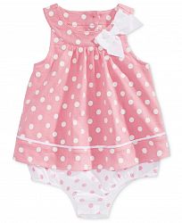 First Impressions Baby Girls Dot-Print Cotton Skirted Romper, Created for Macy's
