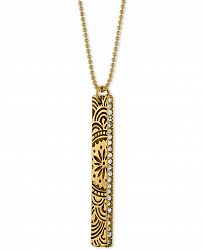 Rachel Rachel Roy Gold-Tone Crystal Studded Decorative Bar Pendant Necklace