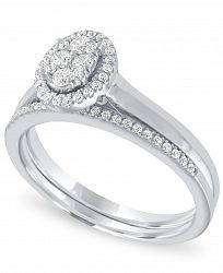 Diamond Oval Halo Cluster Bridal Set (1/3 ct. t. w. ) in 14k White Gold
