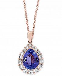 Effy Tanzanite (1-1/2 ct. t. w. ) & Diamond (3/8 ct. t. w. ) 18" Pendant Necklace in 14k Rose Gold