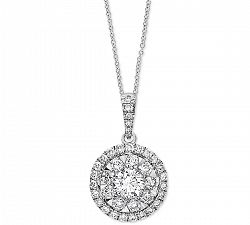 Effy Diamond Halo Cluster 18" Pendant Necklace (3/8 ct. t. w. ) in 14k White Gold