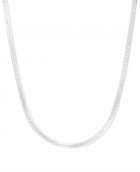 14k White Gold Necklace, 18" Flat Herringbone Chain (1-1/4mm)
