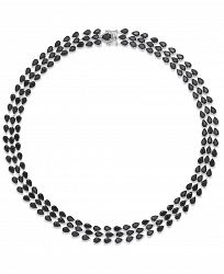 Black Sapphire Three-Row Necklace in Sterling Silver (97 ct. t. w. ), Created for Macy's
