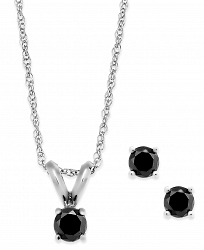 Black Diamond Jewelry Set in 10k White Gold (1/5 ct. t. w. )