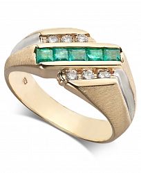 Men's Emerald (3/4 ct. t. w. ) & Diamond (1/4 ct. t. w. ) Ring in 14k Gold