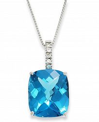14k White Gold Necklace, Blue Topaz (7 ct. t. w. ) and Diamond Pendant