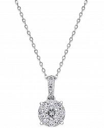 Diamond Cluster Circle Pendant Necklace (1/2 ct. t. w. ) in 14k White Gold