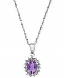 Amethyst (3/4 ct. t. w. ) and White Topaz (1/6 ct. t. w. ) Pendant Necklace in 10k Gold