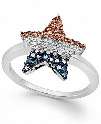 Diamond Flag Star Ring in Sterling Silver (1/4 ct. t. w. )