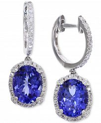 Effy Tanzanite (3-3/8 ct. t. w. ) and Diamond (1/3 ct. t. w. ) Hoop Earrings in 14k White Gold, Created for Macy's