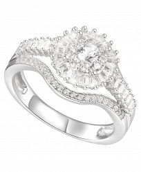 3/4 ct. t. w. Round & Baguette Shape Diamond Ring in 14k White Gold