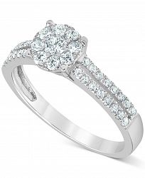 Diamond (1/2 ct. t. w. ) Cluster Engagement Ring in 14k White Gold