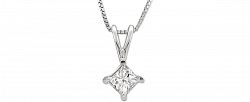 Macy's Star Signature Diamond Solitaire Princess 18" Pendant Necklace (1 ct. t. w. ) in 14k White Gold