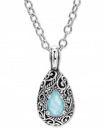 Carolyn Pollack Turquoise /Rock Crystal Doublet 18" Pendant Necklace in Sterling Silver
