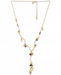Rachel Rachel Roy Gold-Tone Crystal & Petal Lariat Necklace, 18" + 2" extender