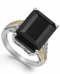 Onyx (10-1/2 ct. t. w. ) and Diamond Accent Ring in Sterling Silver and 14k Gold