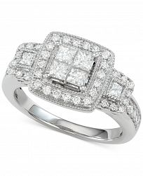 Diamond Princess Halo Ring (1 ct. t. w. ) in 14k White Gold
