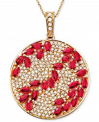 Rosa by Effy Ruby (3-1/3 ct. t. w. ) & Diamond (9/10 ct. t. w. ) Pendant in 14k Rose Gold, Created for Macy's