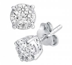 Diamond Stud Cluster Earrings (1/2 ct. t. w. ) in 14k White Gold