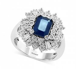 Effy Sapphire (1-1/2 ct. t. w. ) & Diamond (3/8 ct. t. w. ) Statement Ring in 14k White Gold