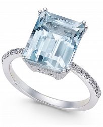 Effy Aquarius Aquamarine (3-3/4 ct. t. w. ) and Diamond (1/6 ct. t. w. ) Ring in 14k White Gold