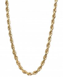 14k Gold Necklace, 20" Diamond Cut Rope Chain (3mm)