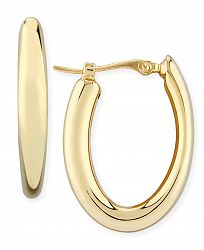 Fluid Oval Hoop Earrings Set in 14k Gold