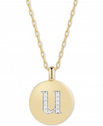 Charmbar Cubic Zirconia Initial Reversible Charm Pendant Necklace in 14k Gold-Plated Sterling Silver, Adjustable 16"-20"