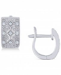 Diamond Filigree Huggie Hoop Earrings (1/10 ct. t. w. ) in Sterling Silver