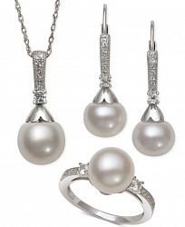 Cultured Freshwater Pearl (8-9mm) & White Topaz (1/2 ct. t. w. ) Jewelry Set in Sterling Silver