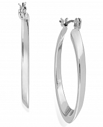 Charter Club Silver-Tone Concave Oval Hoop Earrings