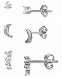 Giani Bernini 3-Pc. Set Cubic Zirconia Crawler & Stud Earrings in Sterling Silver, Created for Macy's