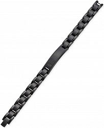 Men's Black Diamond Accent Link Id Bracelet in Black Ip-Plated Stainless Steel