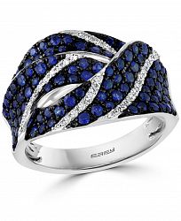 Effy Sapphire (1-1/5 ct. t. w. ) & Diamond (1/8 ct. t. w. ) Crossover Statement Ring in 14k White Gold