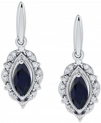 Sapphire (1 ct. t. w. ) & Diamond (1/6 ct. t. w. ) Marquise Drop Earrings in 14k Gold. (Also in Ruby & Emerald)