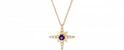 Amethyst (1/6 ct. t. w. ) & White Topaz (1/4 ct. t. w. ) 18" Star Pendant Necklace in 14k Gold