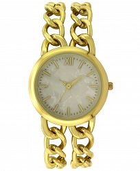 Inc International Concepts Women's Gold-Tone Double-Row Link Bracelet Watch 35mm, Created for Macy's