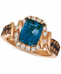 Le Vian Chocolate & Nude Deep Sea Blue Topaz (2-1/10 ct. t. w. ) & Diamond (5/8 ct. t. w. ) Ring in 14k Rose Gold