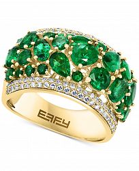 Effy Emerald (3-1/4 ct. t. w. ) & Diamond (3/8 ct. t. w. ) Openwork Cluster Ring in 14k Gold